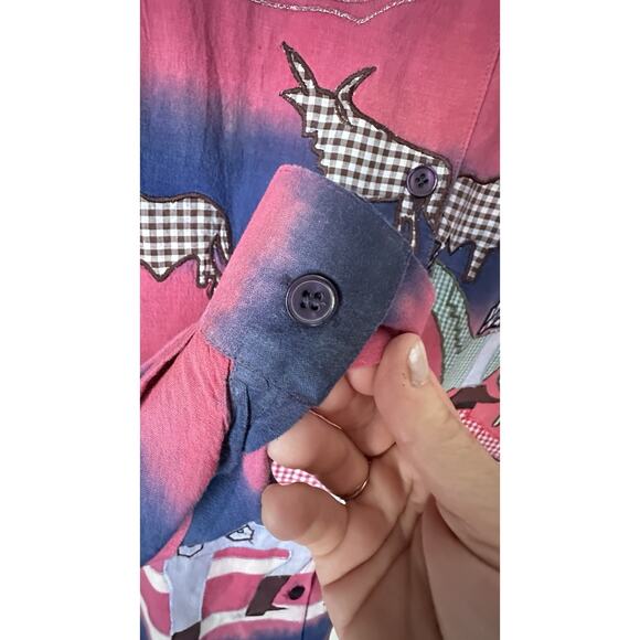 VTG Sandy Starkman Shirt Blouse Sz S Wearable Art Cotton Western Cowboy Horse - Picture 11 of 13